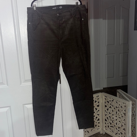 NWT Old Navy olive green corduroy high rise Rockstar super skinny jeans 18 tall - Picture 2 of 8